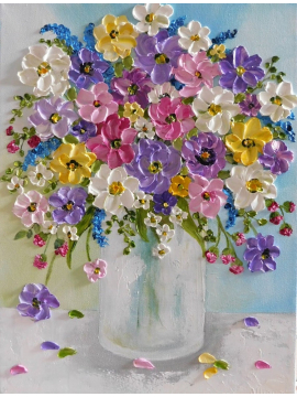 wildflower oil impasto painting