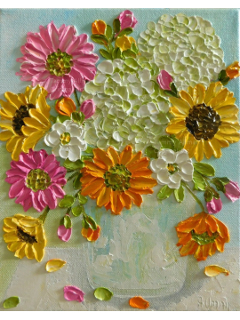 daisy oil impasto painting