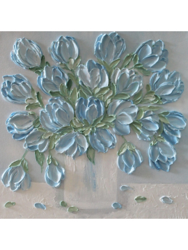 Blue Tulip Oil Impasto Painting