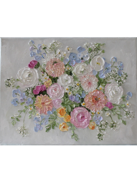 Bridal Bouquet Painting.,Oil Impasto painting