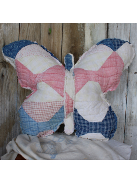Butterfly vintage quilt pillow