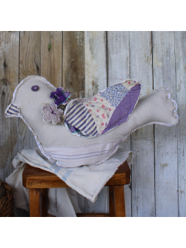 Vintage Quilted Bird Pillow