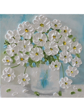 Daisy Original Painting, Square Canvas