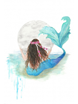 Mermaid and the Moon Print