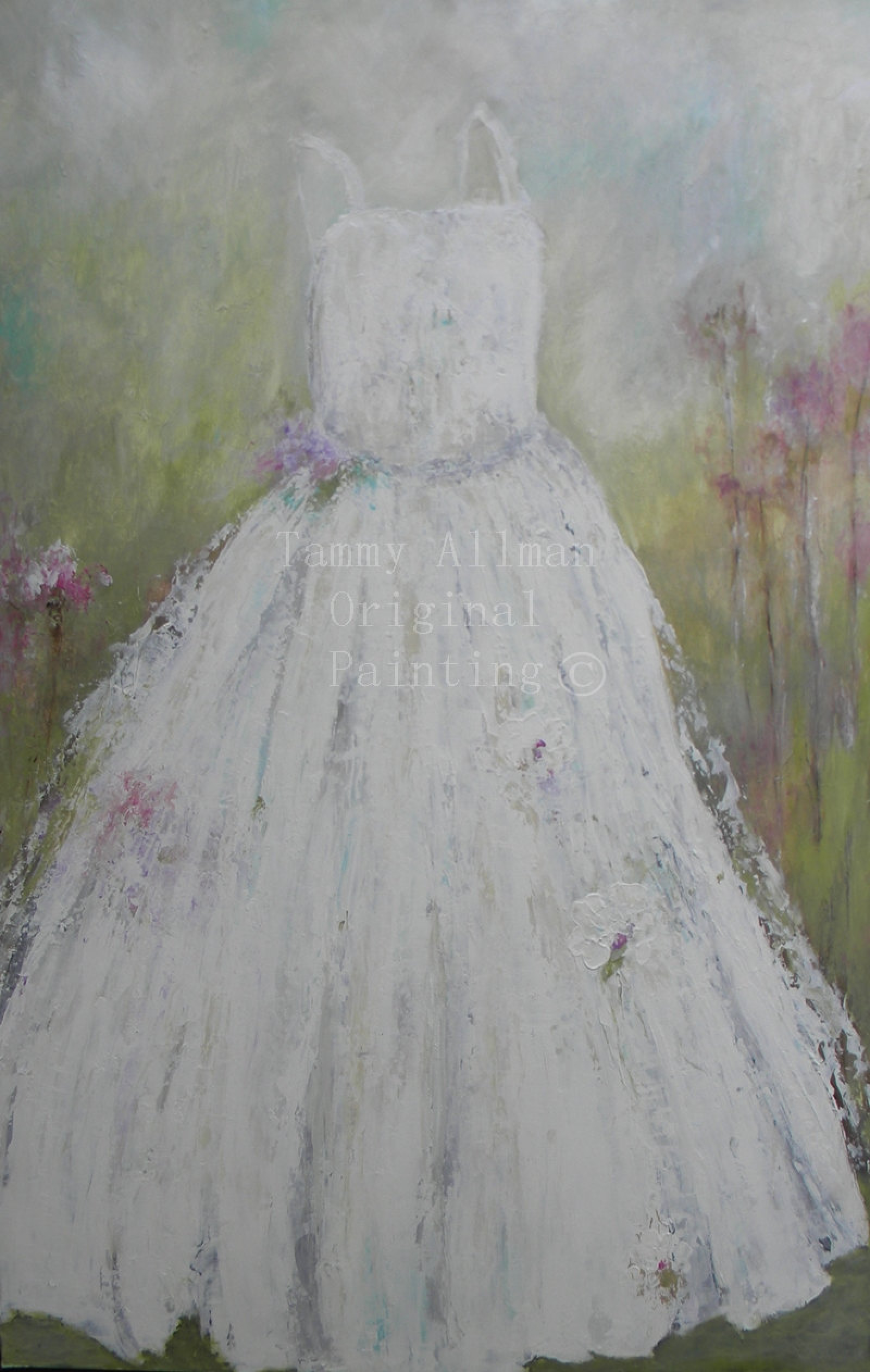 On Sale, LARGE OIL PAINTING,Vintage in White Dress Painting, Impasto