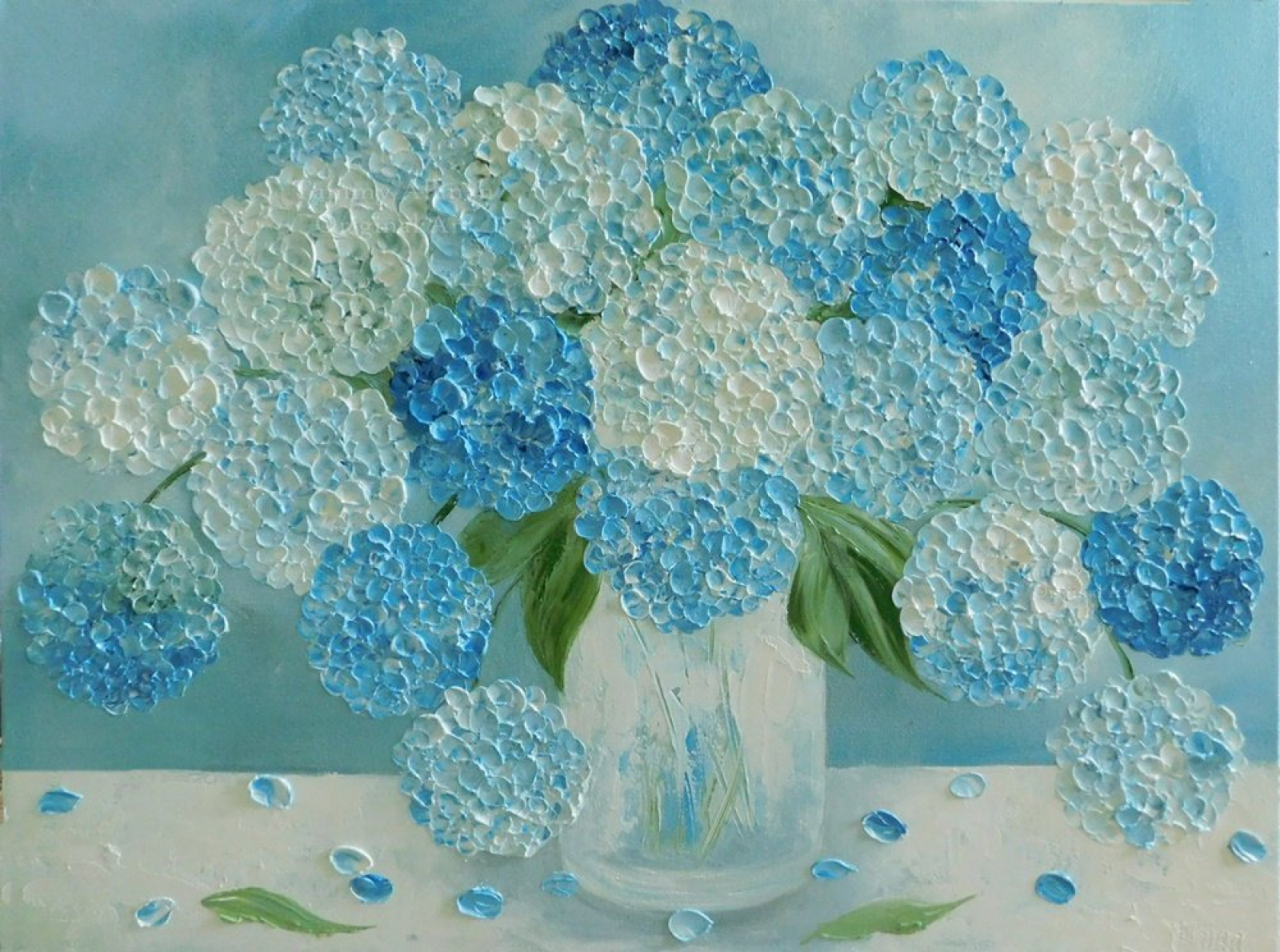 Hydrangea Oil Painting, Original Custom Hydrangea Painting Kenzie's