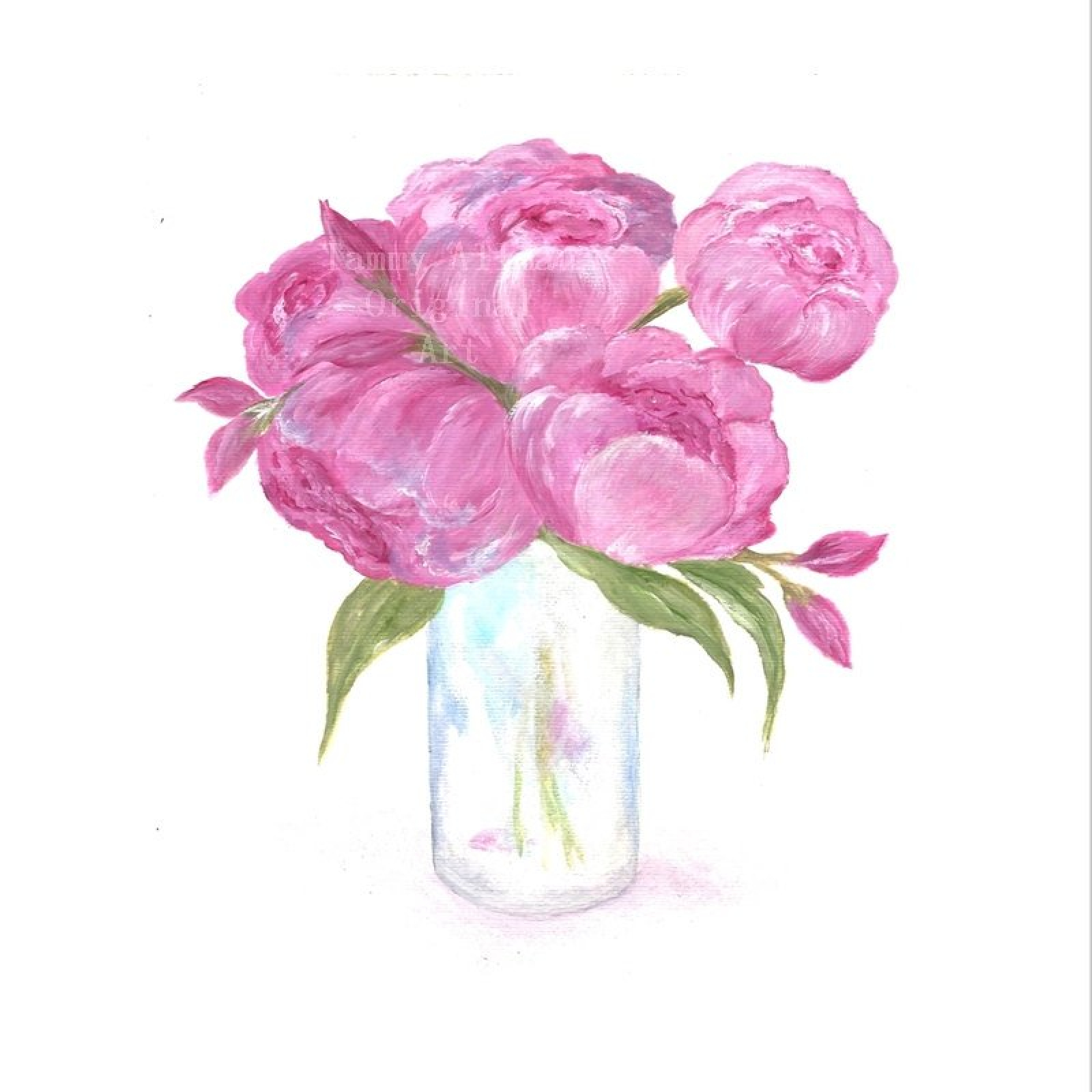Original Peony Watercolor, Floral Vase Series, Pink Peony Original ...