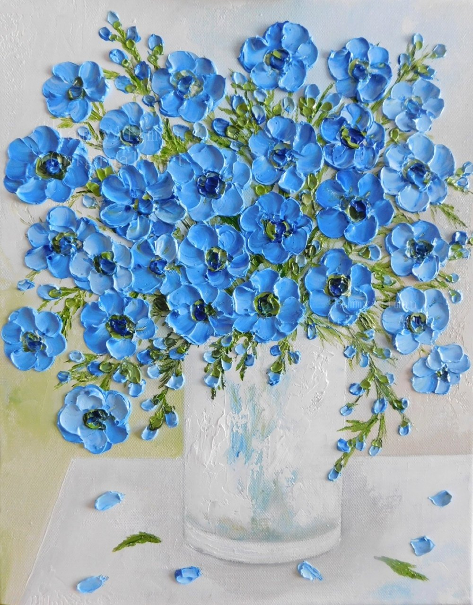 Custom Anemone Oil Impasto Original Painting Choose Your Color