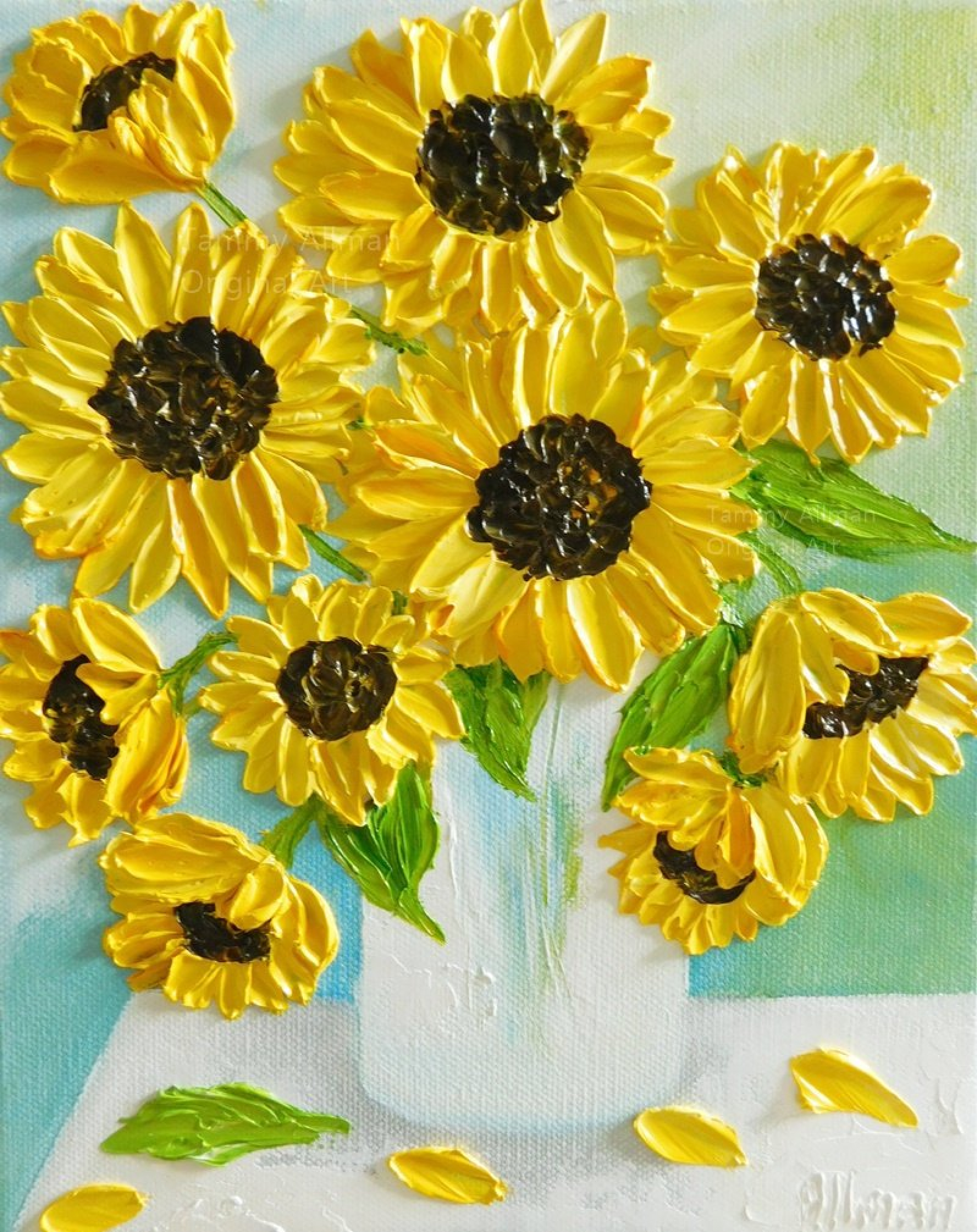 Sunflower Oil Painting Impasto Painting , Custom Sunflower Original
