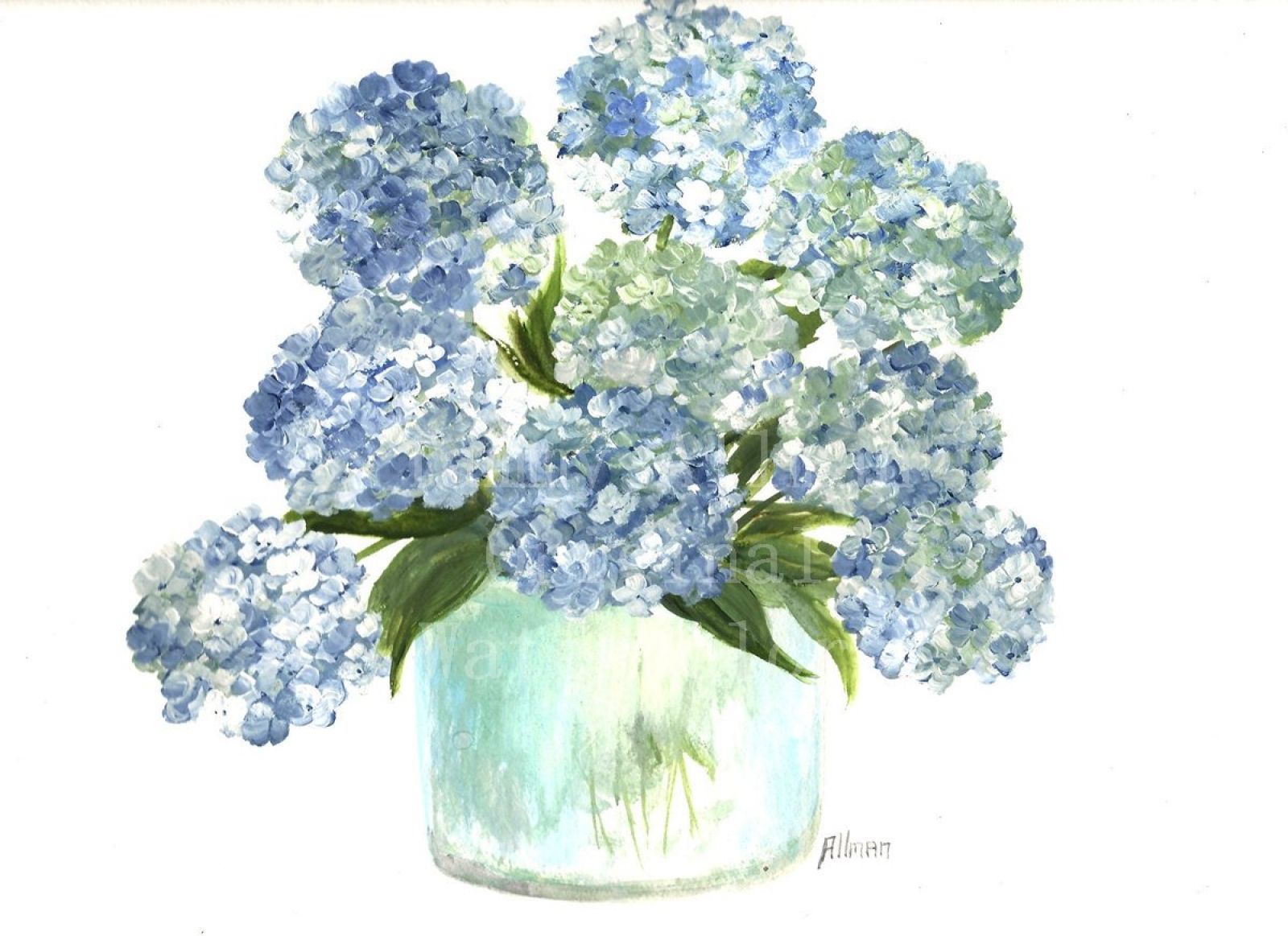 Blue Hydrangea Watercolor Kenzie's Cottage