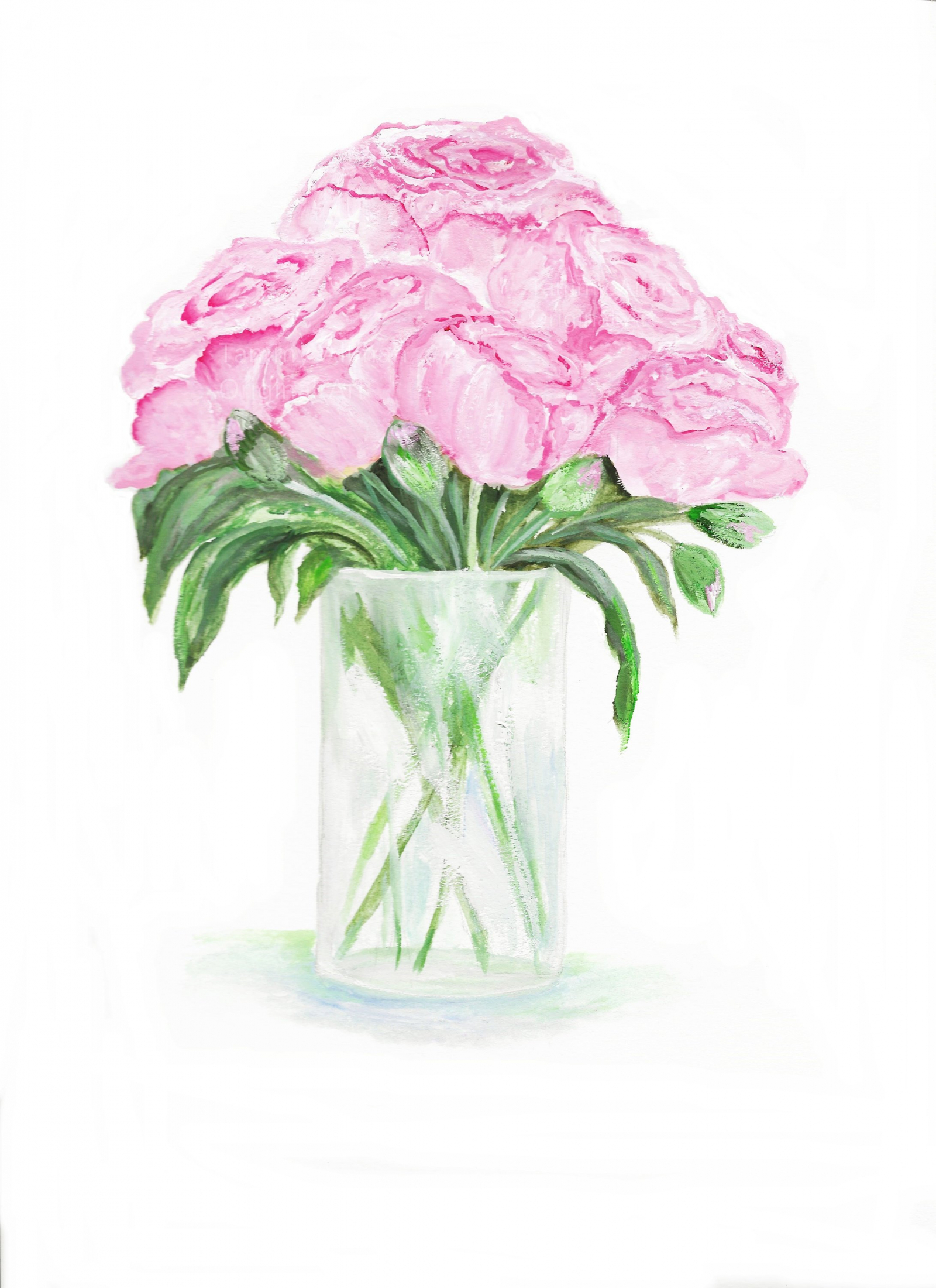 Light Pink Peony Original Watercolor Print | Kenzie's Cottage