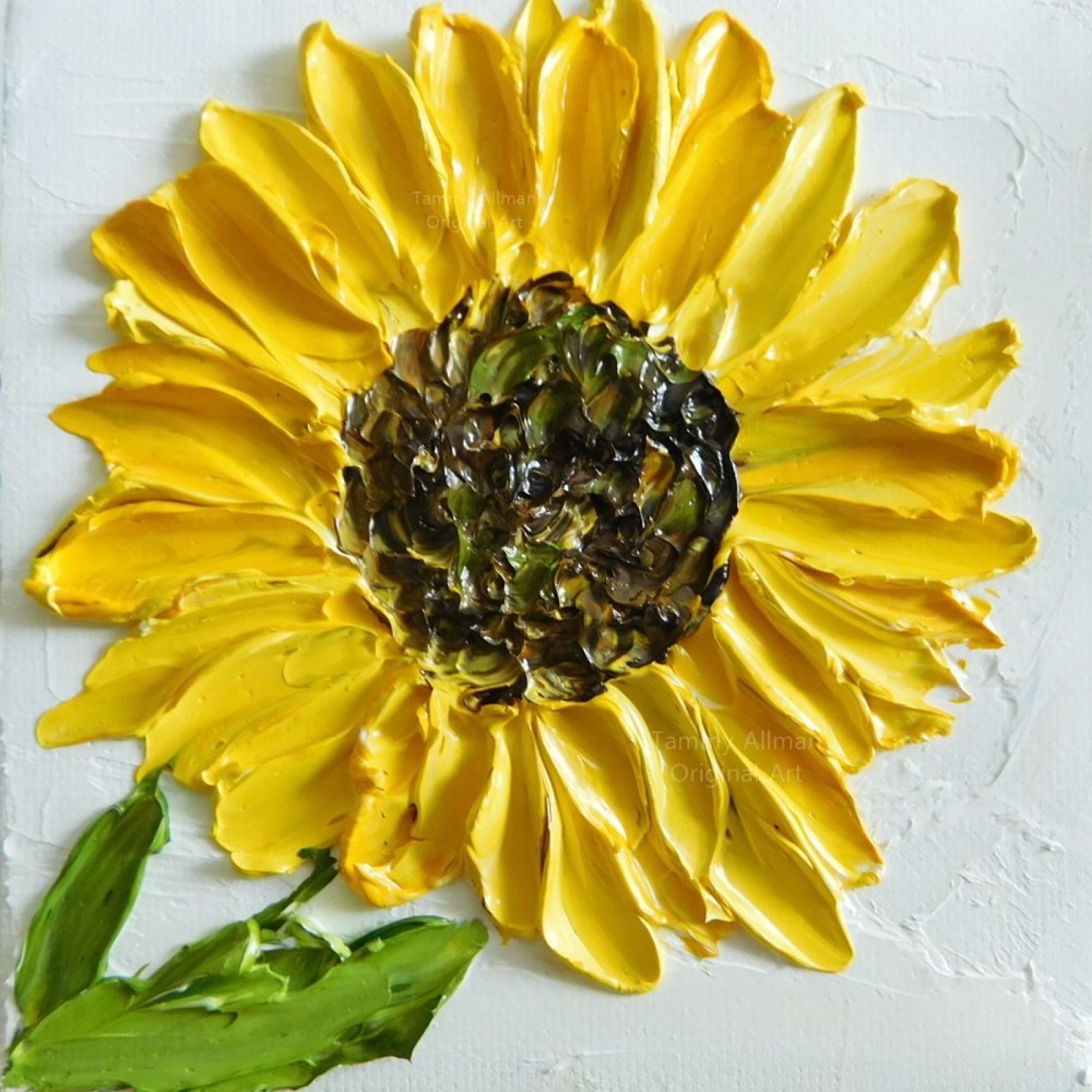 Custom Small 4x4 And 6x6 Sunflower Impasto Oil Painting Mix And