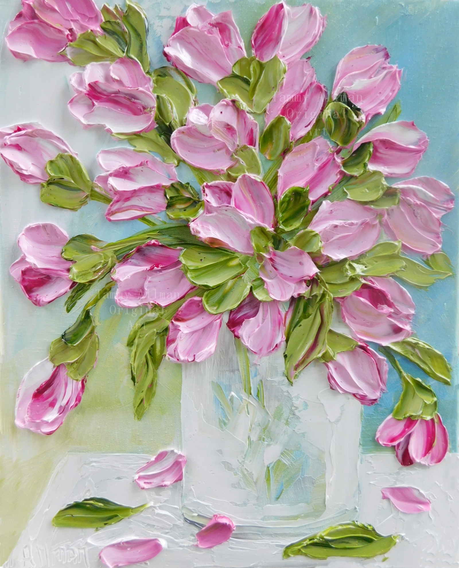 Custom Tulip Impasto Oil Painting, Tulip floral painting | Kenzie's Cottage