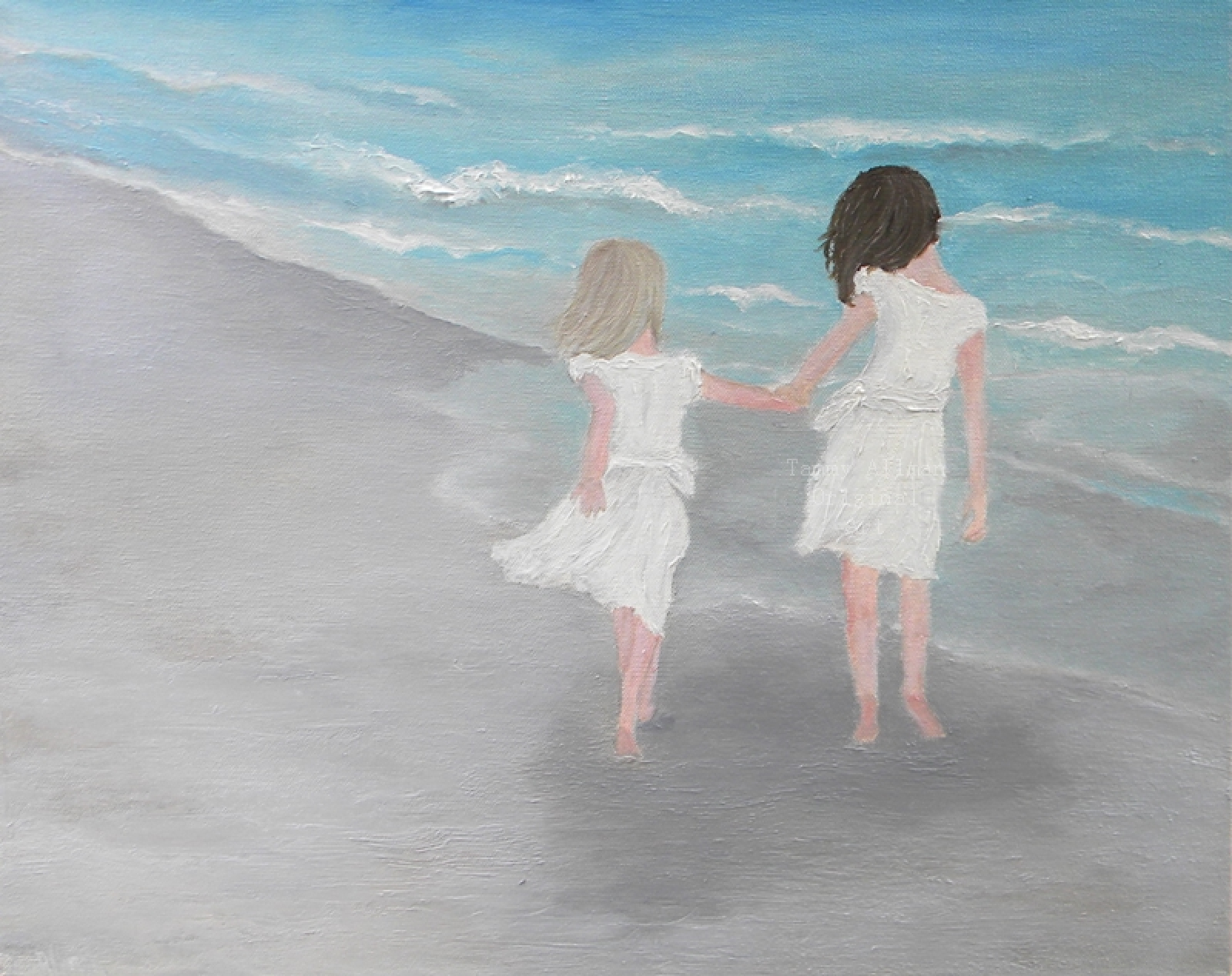 Girls On The Beach Oil Painting Childrens Oil Painting
