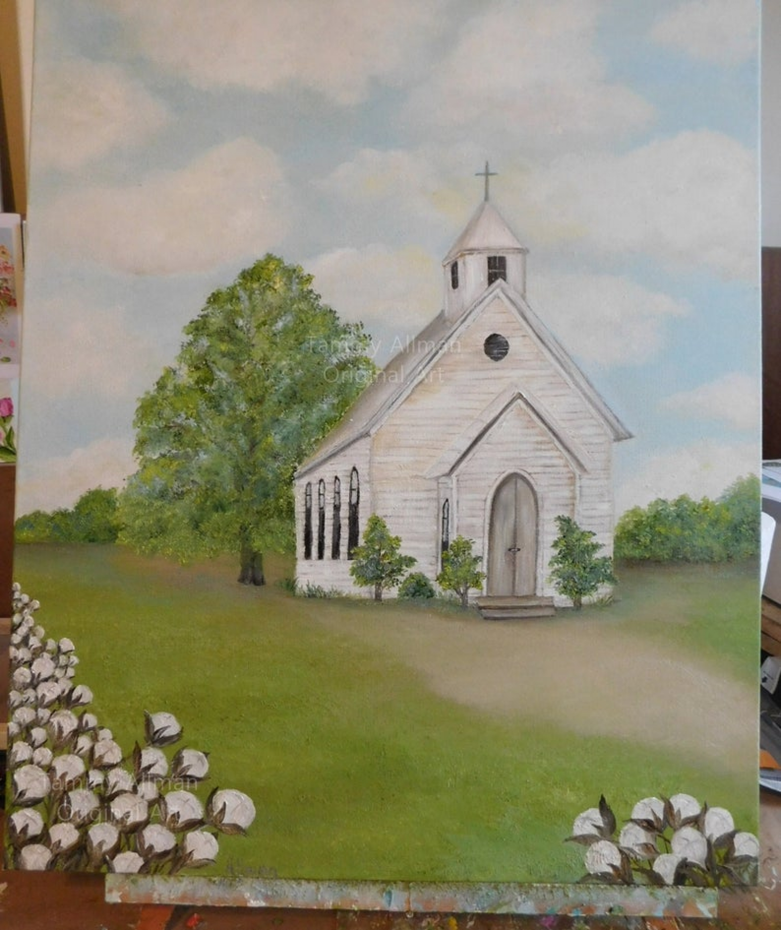 Grace and Cotton Old Church Oil Painting | Kenzie’s Cottage