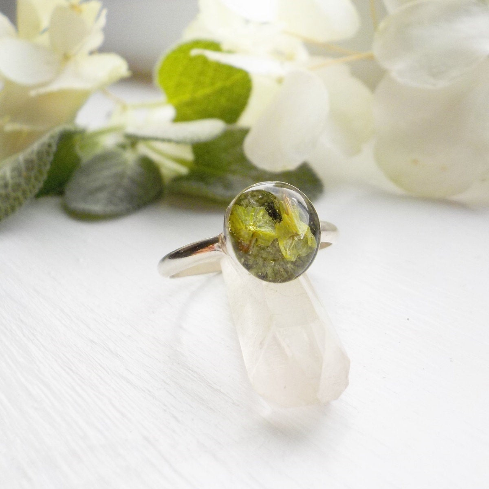 Sage and Thyme Eco Resin Sterling Silver Ring