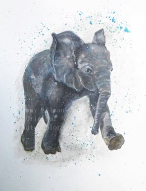 Baby Elephants Watercolor