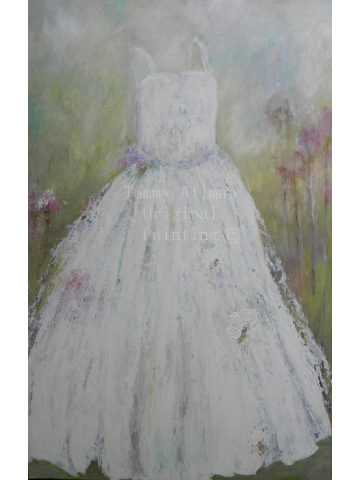 LARGE OIL PAINTING, Surreal Vintage in White Dress Painting, Impasto Dress Painting LARGE OIL PAINTING, Surreal Vintage in White Dress Painting, Impasto Dress Painting