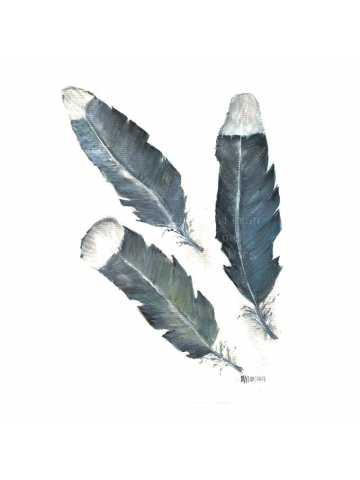 Original Painting of Three Feathers 2, Original Watercolor Print, Watercolor Feather Painting,