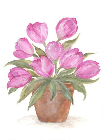 Original Watercolor Clay Pot Series, Pink Tulip Original Watercolor Print, Watercolor, Pink Tulip Painting, Original Watercolor Clay Pot Series, Pink Tulip Original Watercolor Print, Watercolor, Pink Tulip Painting,