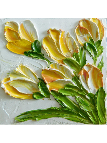 Custom Small 4x4 and 6x6 Tulip Impasto Oil Painting, Mix and Match Minimalist Paintings for Wall, Bridesmaid Gifts, Nursery