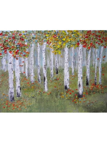 Birch Tree Custom Oil Impasto Painting, Birch Tree Landscapes