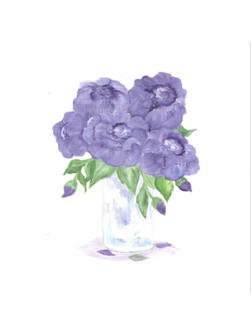 Original Peony Watercolor, Floral Vase Series, Purple Peony Original Watercolor Print, Watercolor, Purple Peony Painting,