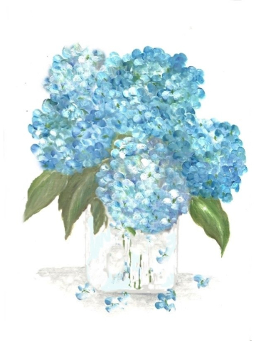 AQUA HYDRANGEA ORIGINAL WATERCOLOR PRINT