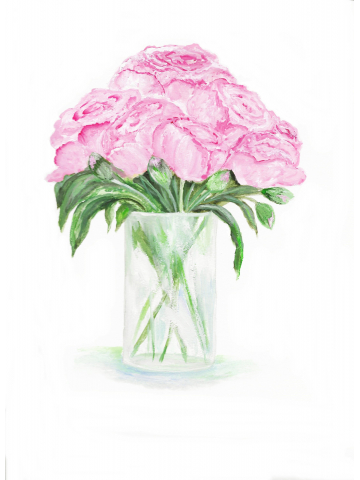 Light Pink Peony Original Watercolor Print