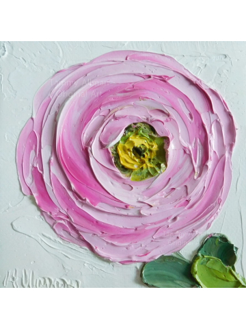 Custom Small 4x4 and 6x6 Ranunculus Impasto Oil Painting, Mix and Match Minimalist Paintings for Wall, Bridesmaid Gifts, Nursery