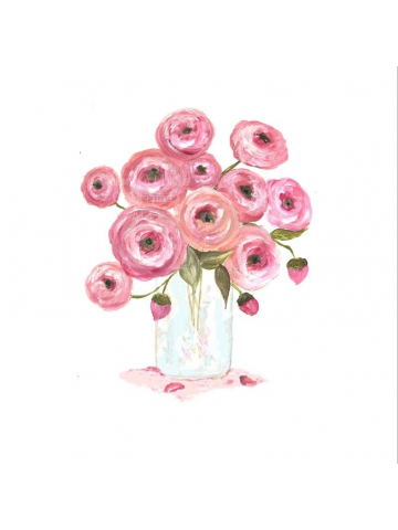 Original Ranunculus Watercolor, Floral Vase Series