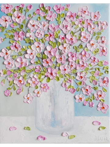 Cherry Blossom Oil Impasto Painting, Custom Painting, Choose your size Cherry Blossom Oil Impasto Painting, Custom Painting, Choose your size