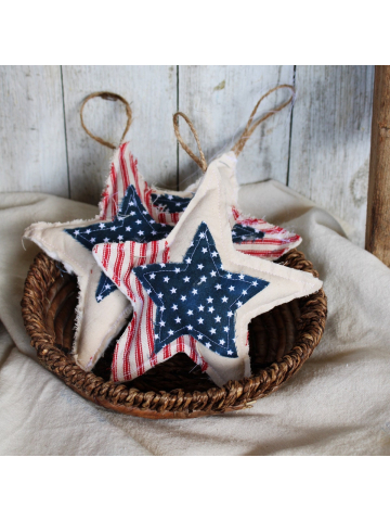 Americana Flour Sack Fabric Star, Memorial Day Decor, Patriotic Decor, 4th of July Decor,