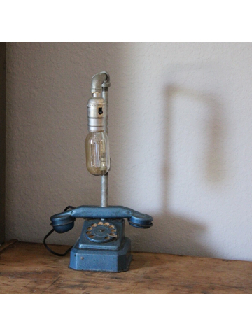 Upcycled Antique Toy Metal Phone Desk Lamp, Farmhouse Decor, Industrial Lighting