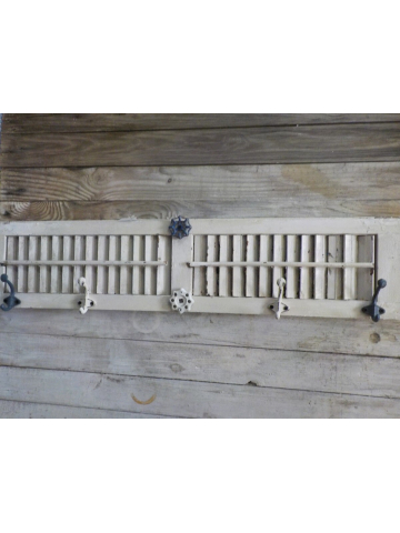 Old Vintage Shutter Rack/ Old Shutter / Coat Rack with Vintage Water Facet Knobs/Peg Rack