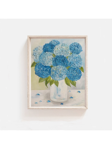 Hydrangea Oil impasto Painting, Vase of Hydrangea's Fine Art Oil Painting