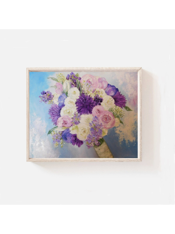 Bridal Bouquet Oil Impasto Painting, Custom Original Painting, Brides Painting