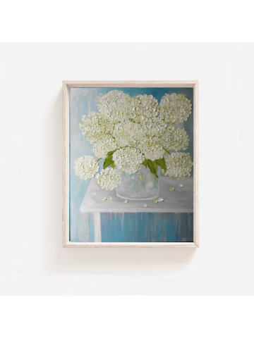 Custom Order Oil Painting, White Hydrangea Fine Art Oil Painting,  White Hydrangea, Fine Art,