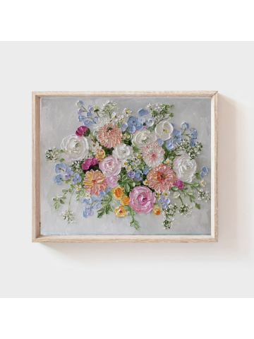 Bridal Bouquet Oil Impasto Custom Painting, Shower Bouquet, Anniversary Bouquet