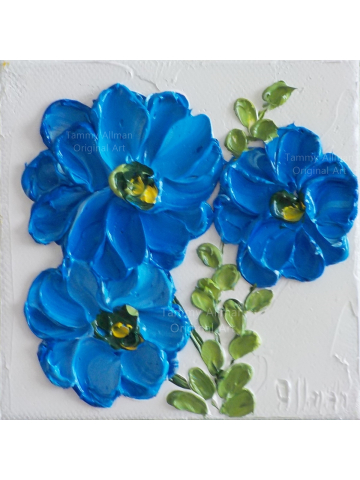 Custom Small 4x4  and 6x6 Wildflower Impasto Oil Painting, Mix and Match Minimalist Paintings for Wall, Bridesmaid Gifts, Nursery