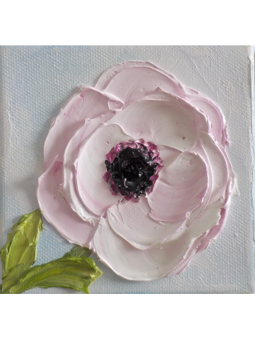 Custom Small 4x4 and 6x6 Anemone Impasto Oil Painting, Mix and Match Minimalist Paintings for Wall, Bridesmaid Gifts, Nursery