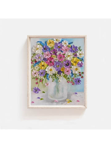 Custom Original Wildflower Oil Impasto Painting, Wildflower Oil Floral Painting