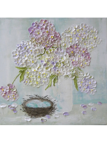 Hydrangeas and Bird Nest Artist Tammy Allman