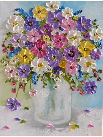 Custom Original Wildflower Oil Impasto Painting, Wildflower Oil Floral Painting