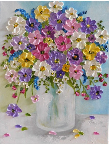 Custom Original Wildflower Oil Impasto Painting, Wildflower Oil Floral Painting Custom Original Wildflower Oil Impasto Painting, Wildflower Oil Floral Painting