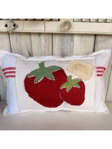 Oh So Sweet Strawberry Farmhouse Throw Pillow