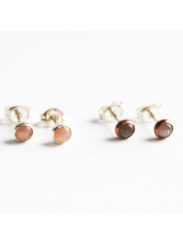 4mm Peach Moonstone Studs, Peach Moonstone Earrings 4mm Peach Moonstone Studs, Peach Moonstone Earrings