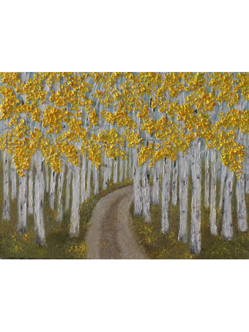 Aspen Birch Tree Custom Oil Impasto Painting, Birch Tree Landscapes