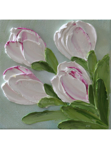 Tiny Tulip Impasto Oil Painting, Mix and Match Minimalist Paintings for Wall, Bridesmaid Gifts, Nursery