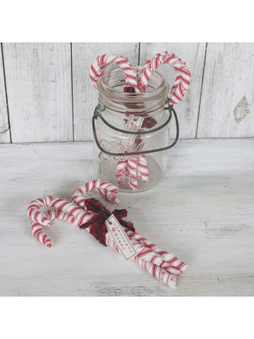 Handmade Red and White Stripe Ticking Wire Candy Canes, Primitive Candy Canes